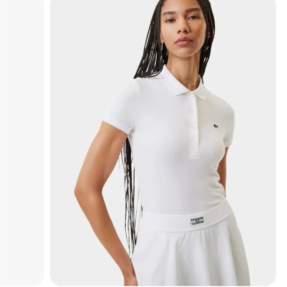 Lacoste pique stretch white 5 button  slim fit polo - Picture 2 of 4